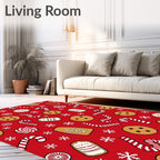 Red Gingerbread Candy Snowflake Medley Rug