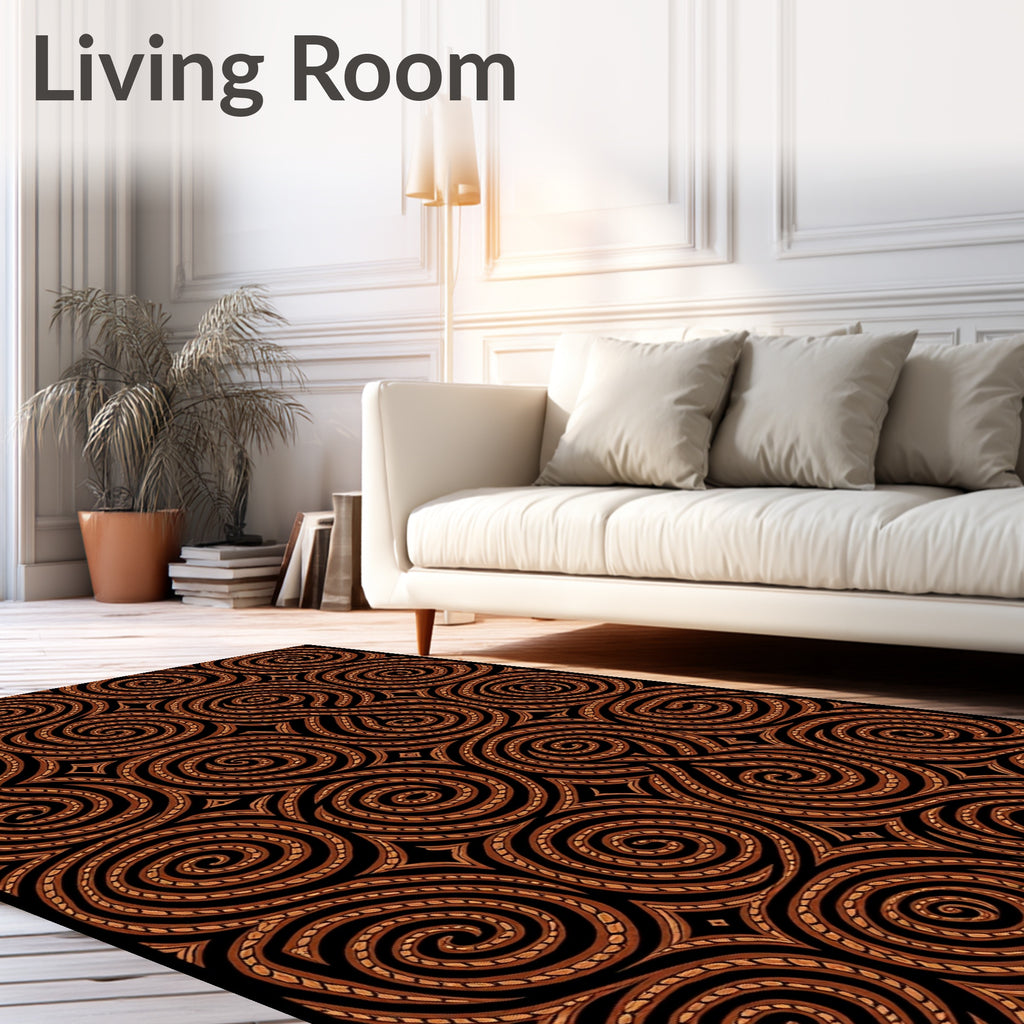 Brown Swirling Tribal Links Rug
