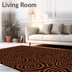 Brown Swirling Tribal Links Rug