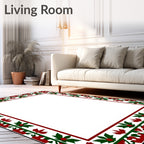 Red Green Floral Vine Border Rug
