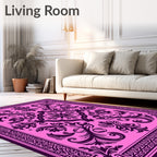 Regal Pink Floral Scrollwork Rug