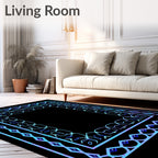 Cool Blue Geometric Frame Rug
