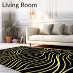 Golden Contemporary Wavy Stripe Rug