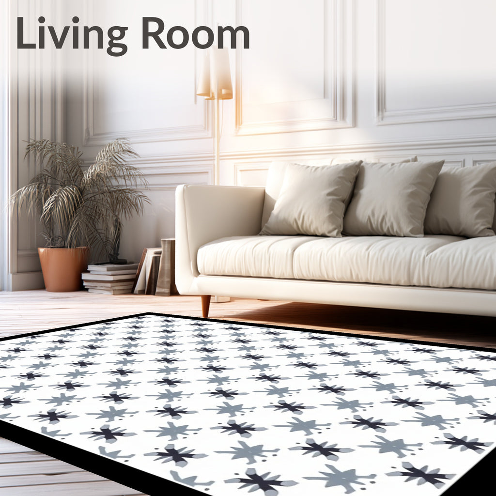 Slate Gray Starburst Grid Rug