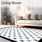 Slate Gray Starburst Grid Rug