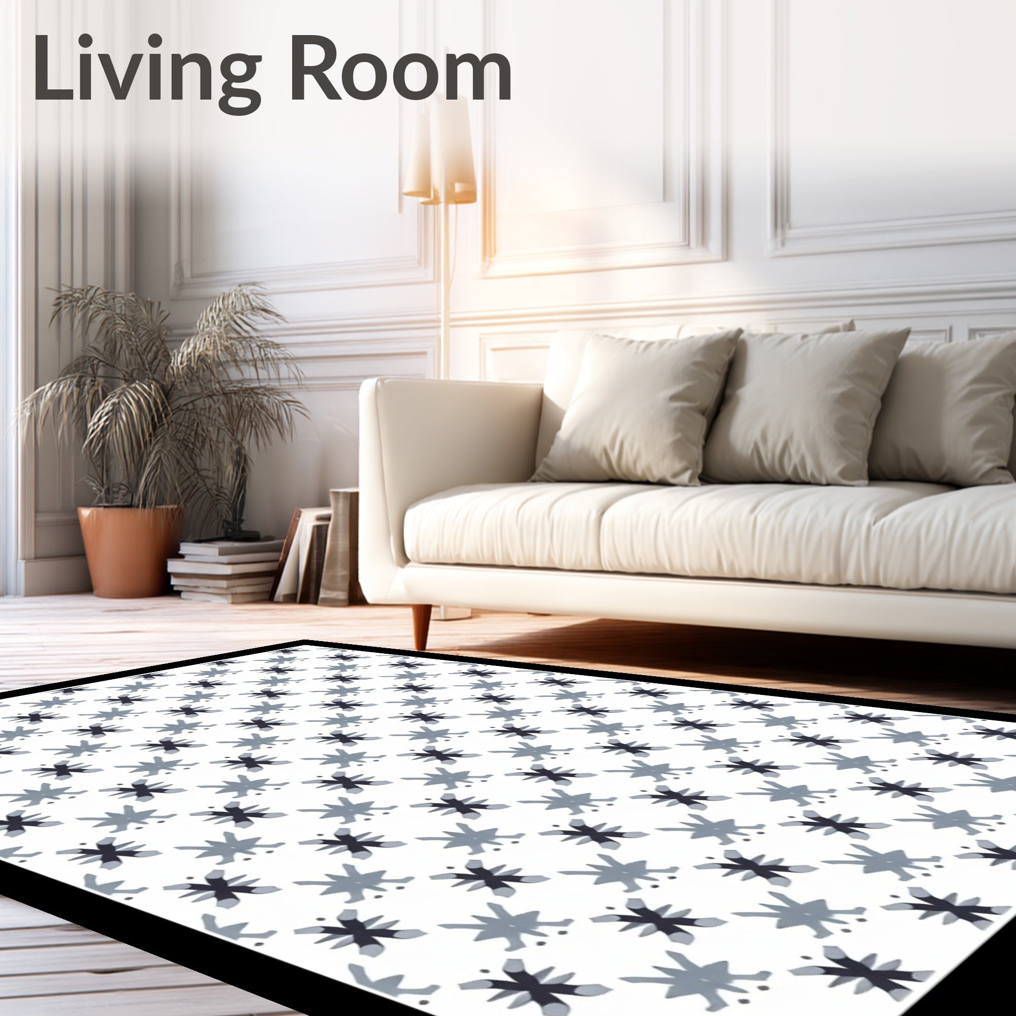 Slate Gray Starburst Grid Rug