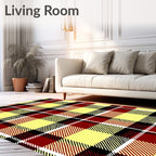 Crimson Yellow Black Plaid Checked Rug