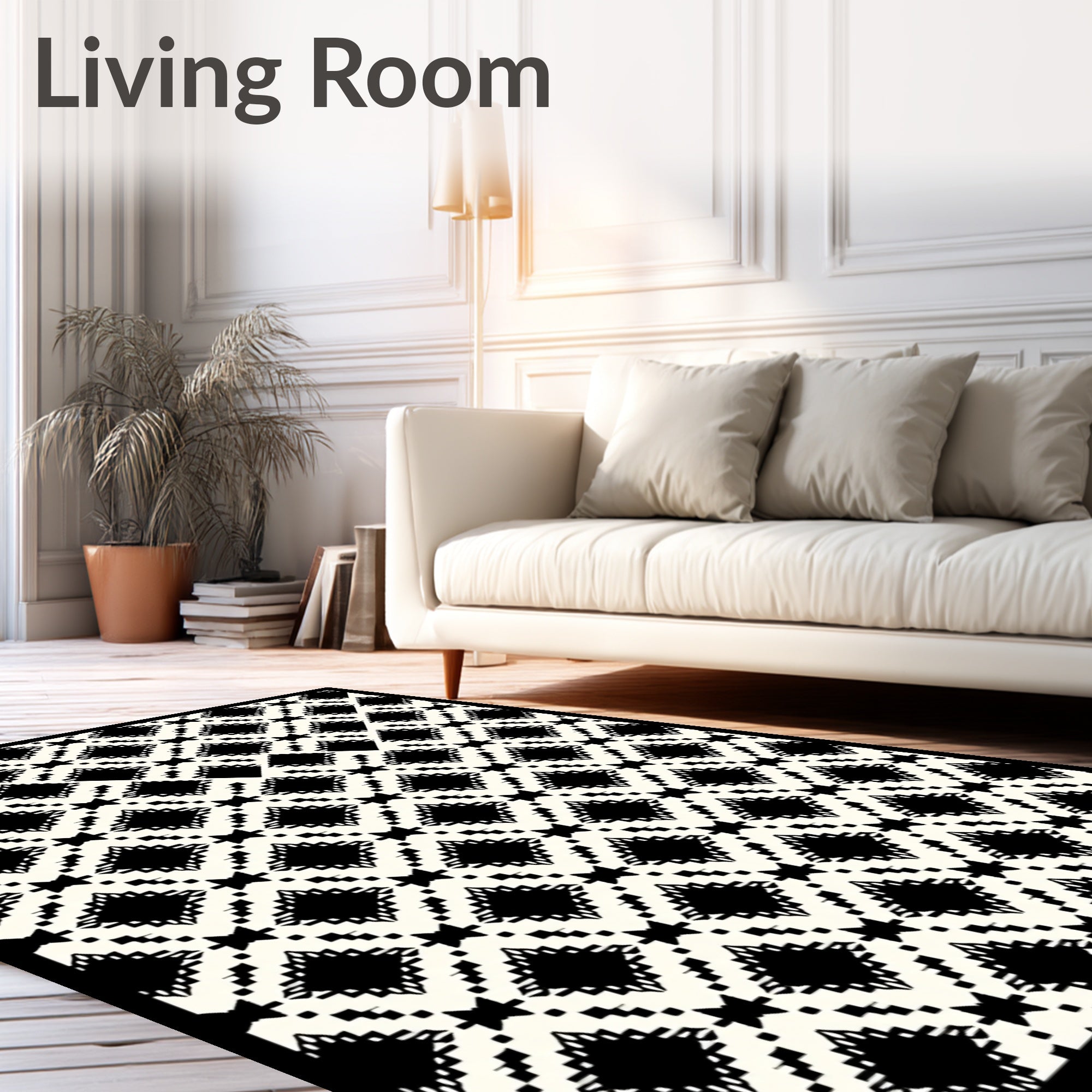 Black Diamond Tribal Geometric Rug