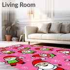 Pink Merry Santa Claus Snowflakes Rug