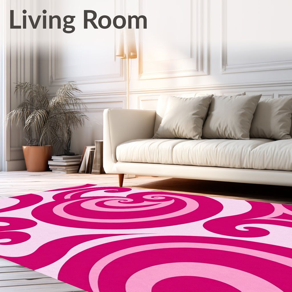 Fuchsia Swirl Graphic Abstract Rug