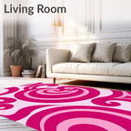 Fuchsia Swirl Graphic Abstract Rug