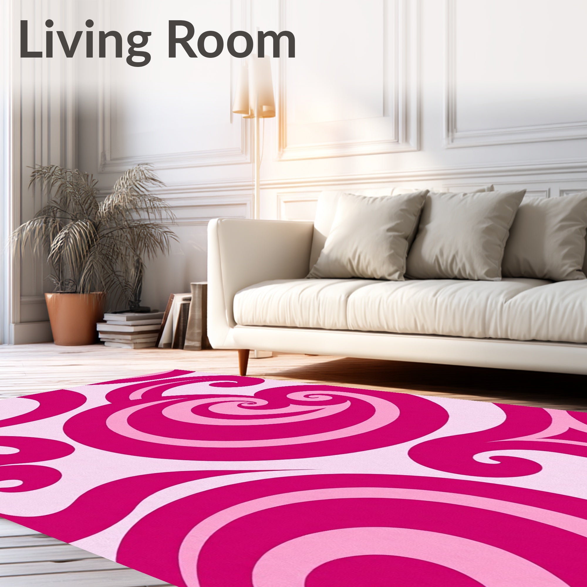 Fuchsia Swirl Graphic Abstract Rug