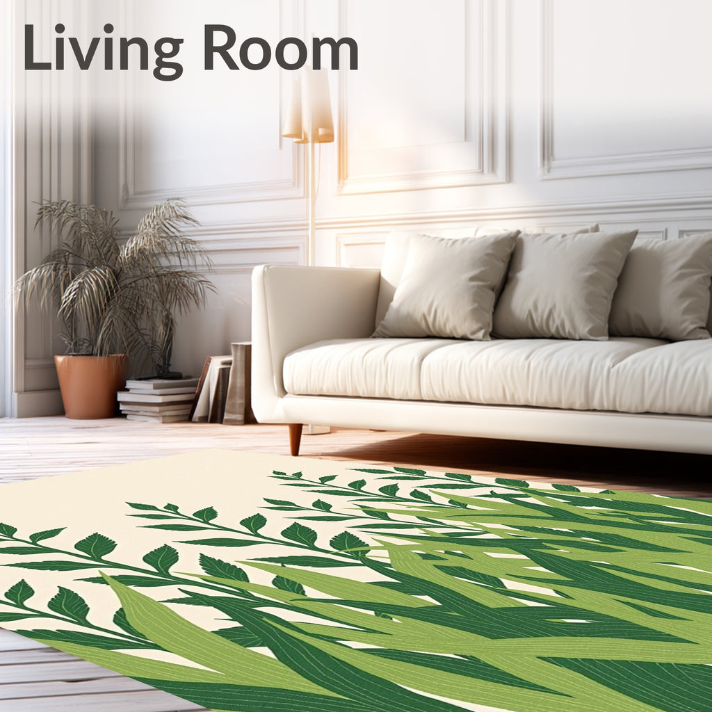 Verdant Green Leafery Field Rug