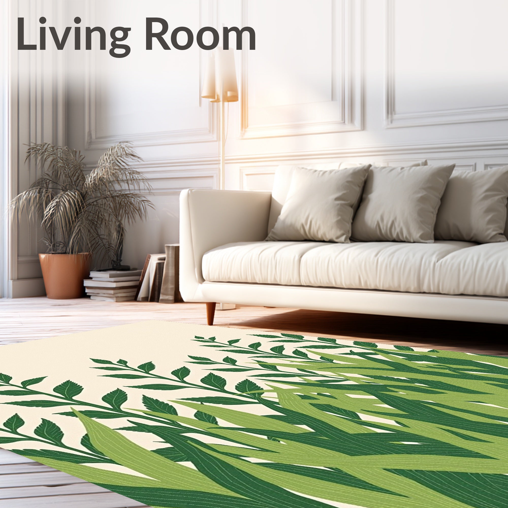 Verdant Green Leafery Field Rug