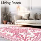 Coral Floral Medallion Border Rug