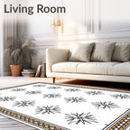 Geometric Green Starburst Border Rug