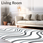 Modern Gray Abstract Wave Rug