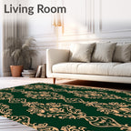 Emerald Gold Ornate Scroll Rug