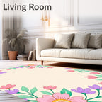 Pastel Pink Purple Floral Wreath Rug