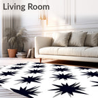 Spiky Starburst Shadowed Black White Rug