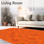Coral Feathered Leaves Scatter Rug