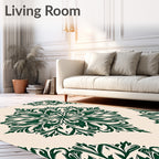 Forest Green Floral Medallion Rug