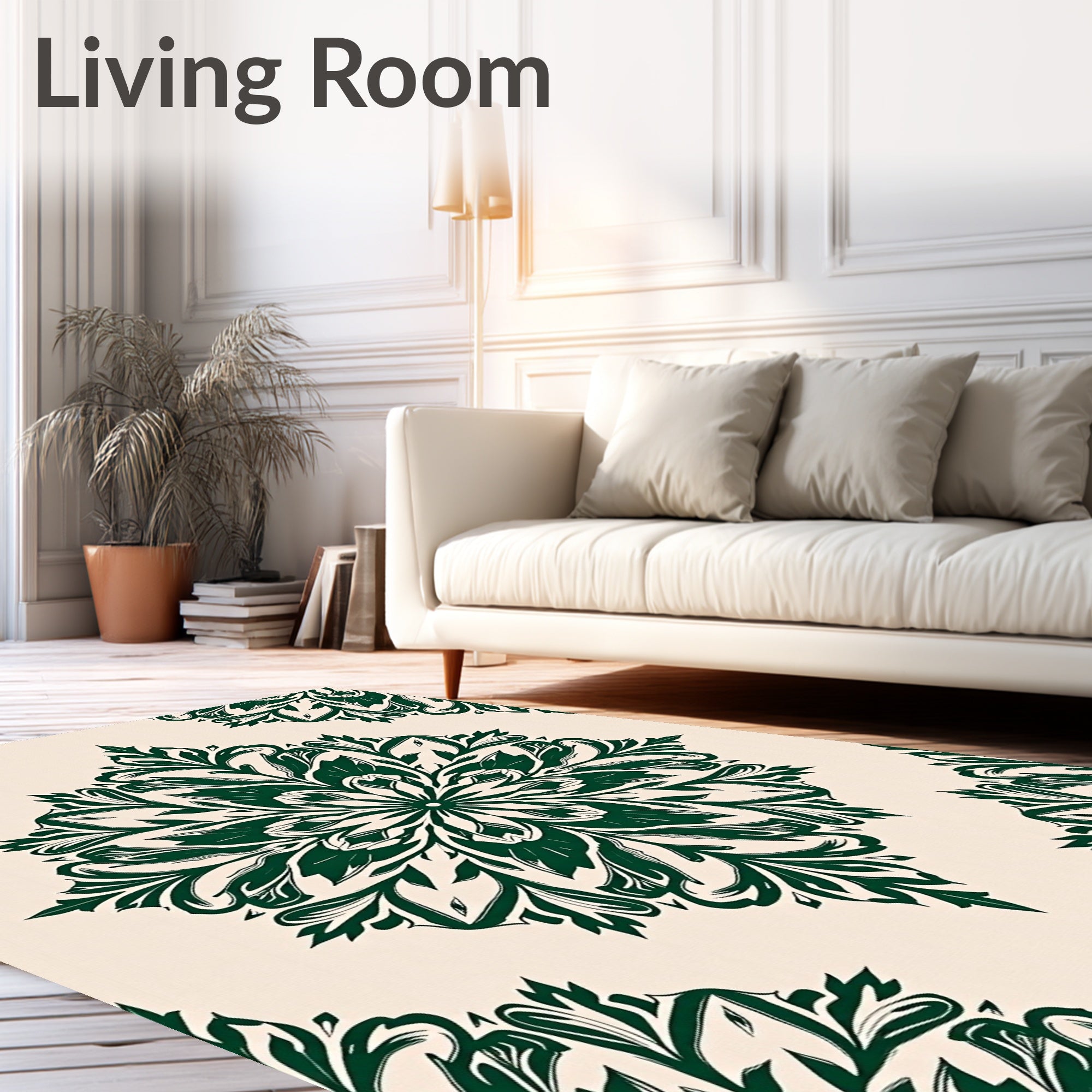 Forest Green Floral Medallion Rug