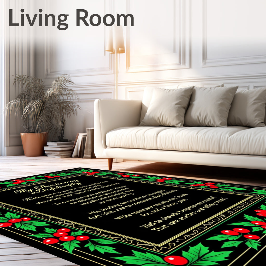 Black Crimson Holly Border Rug