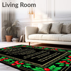 Black Crimson Holly Border Rug