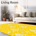 Golden Pine Tree Snowflake Lattice Rug