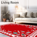 Festive Red White Evergreen Scatter Rug