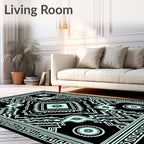 Neo Mint Black Geometric Diamond Rug