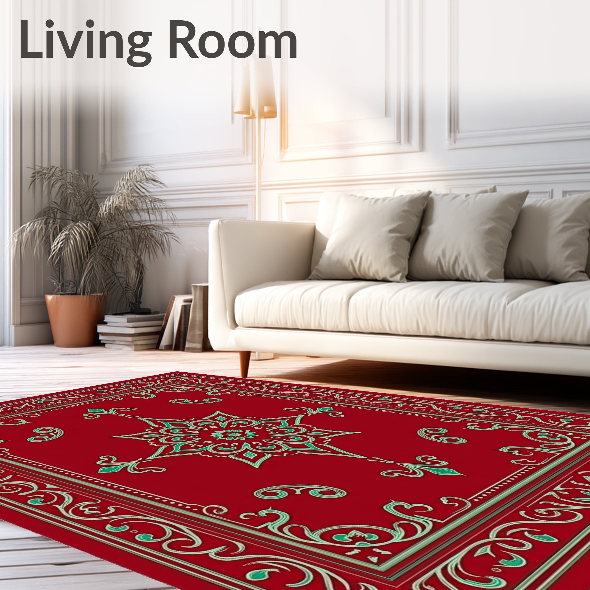 Crimson Teal Elaborate Floral Medallion Rug