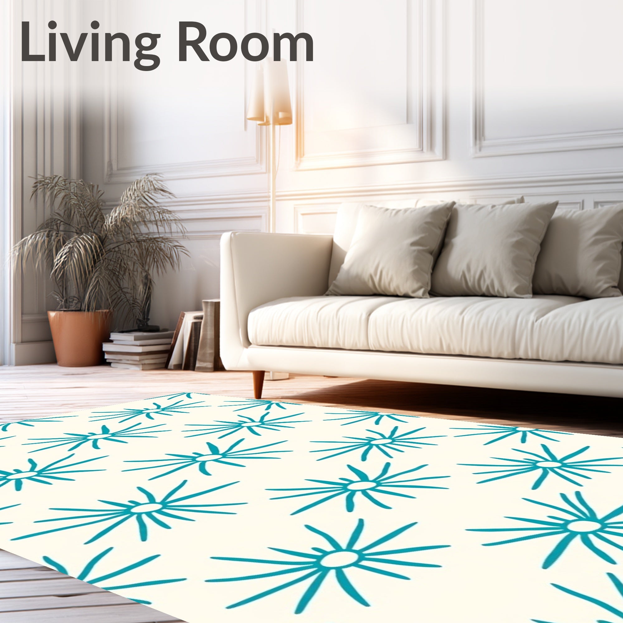 Turquoise Starburst Cream Backdrop Rug