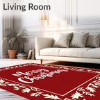 Crimson Floral Border Christmas Rug