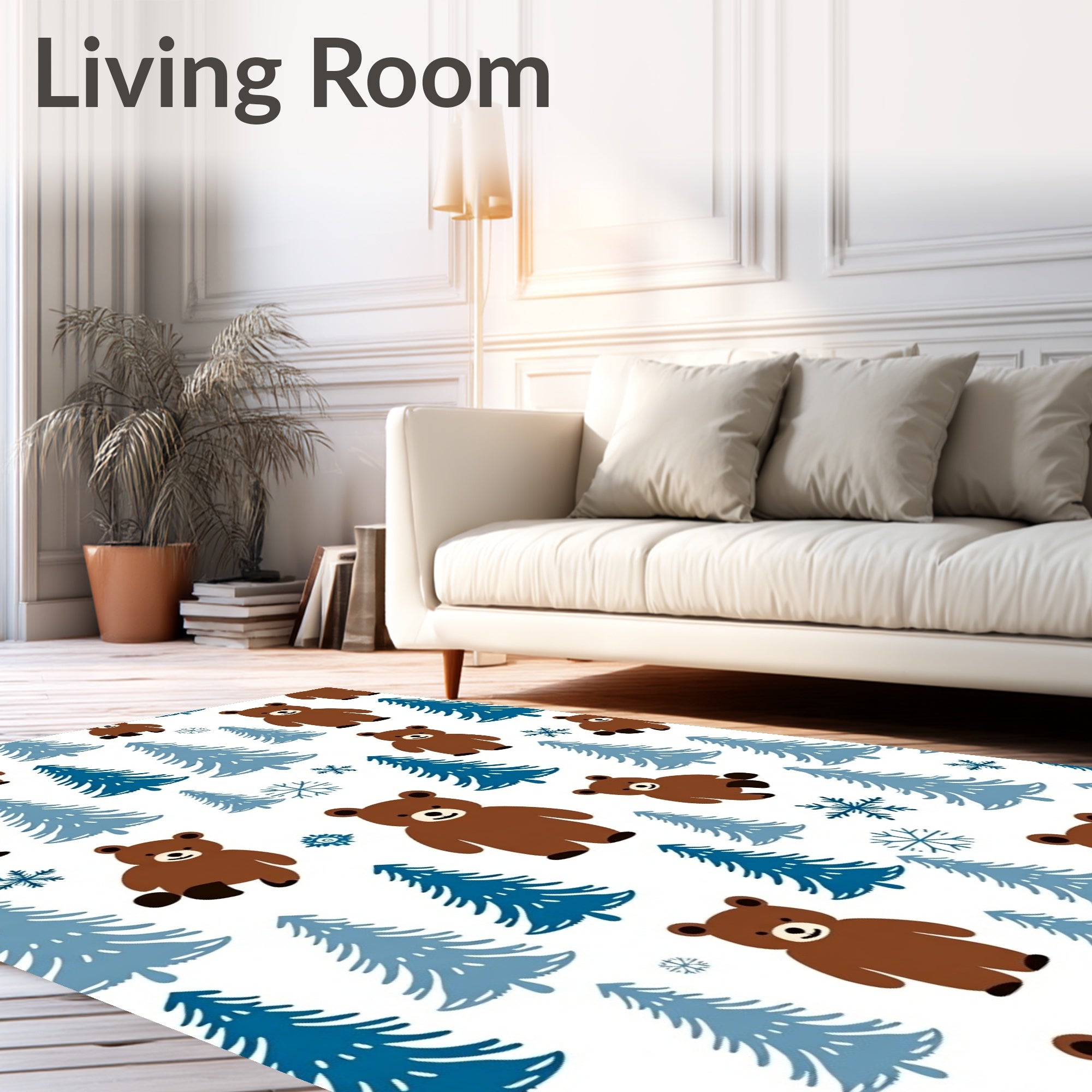 Brown Bears Among Blue Pine Trees Rug