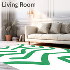 Bold Green Wavy Strokes Rug