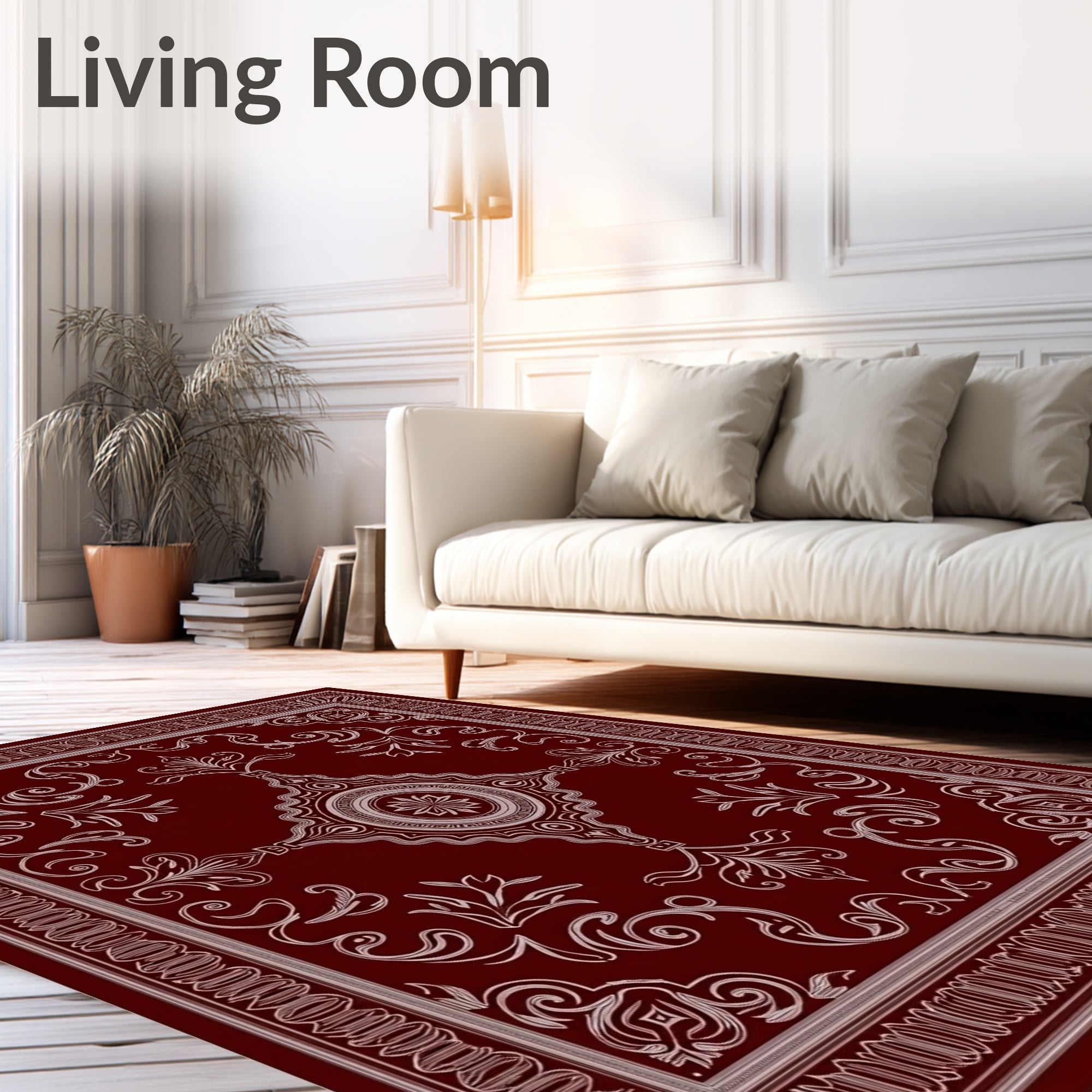 Crimson Garden Medallion Scroll Rug