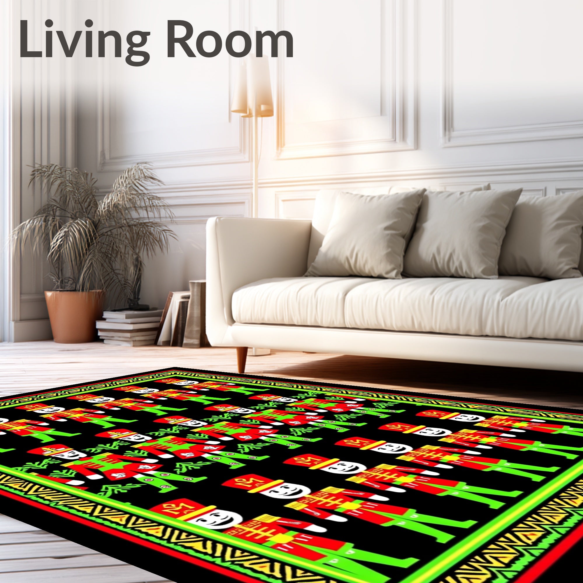 Red Green Soldier Bordered Rug