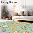 Coastal Starfish Seashell Swirl Collection Rug