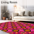 Autumn Orange Pumpkin Geometric Floral Rug
