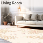 Pale Cream Floral Branch Illustration Rug
