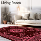 Crimson Pink Ornate Medallion Border Rug