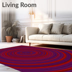 Crimson Red Concentric Circles Rug