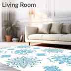 Ice Blue Snowflake Medallion Square Rug
