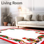 Festive Red Green Nutcracker Border Rug