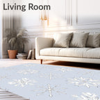 Winter White Intricate Snowflake Arrangement Rug