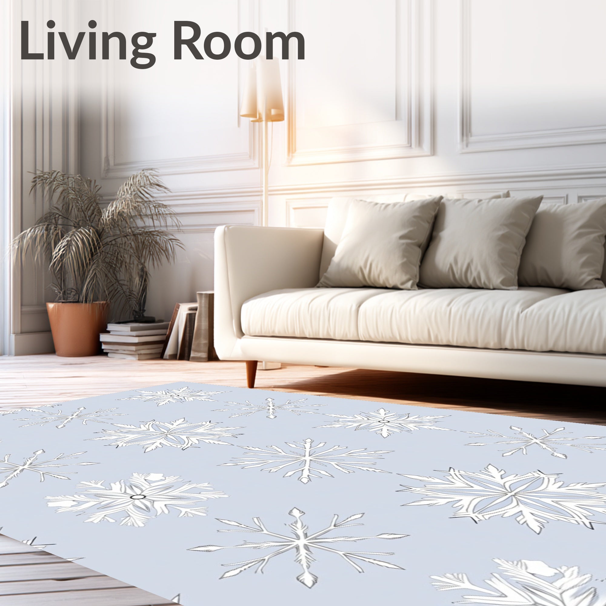 Winter White Intricate Snowflake Arrangement Rug