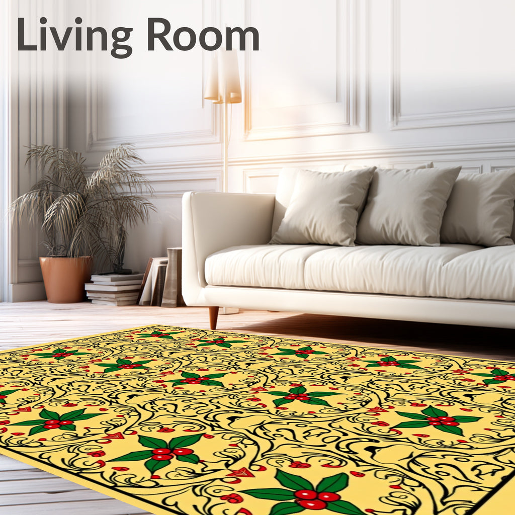 Yellow Holly Branch Art Nouveau Rug