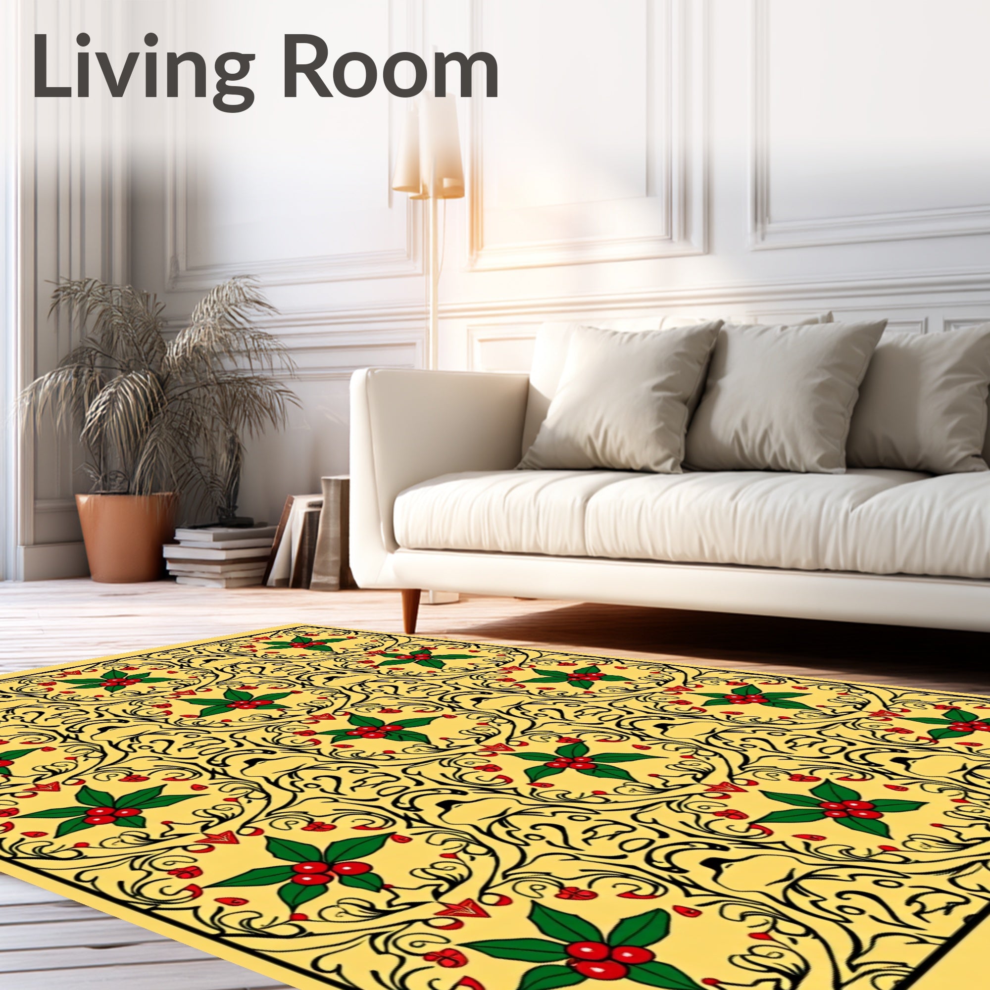 Yellow Holly Branch Art Nouveau Rug